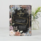 Minimalistische einfache Rose, Goldrahmen-Hochzeit Einladung (Stehend Vorderseite)