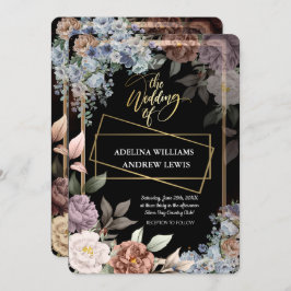 Minimalistische einfache Rose, Goldrahmen-Hochzeit Einladung