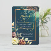 Minimalistische einfache Rose, Goldrahmen-Hochzeit Einladung (Stehend Vorderseite)