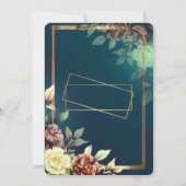 Minimalistische einfache Rose, Goldrahmen-Hochzeit Einladung (Rückseite)