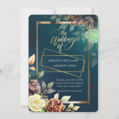 Minimalistische einfache Rose, Goldrahmen-Hochzeit Einladung (Vorderseite)