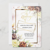 Minimalistische einfache Rose, Goldrahmen-Hochzeit Einladung (Vorderseite)