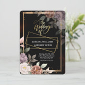 Minimalistische einfache Rose, Goldrahmen-Hochzeit Einladung (Stehend Vorderseite)