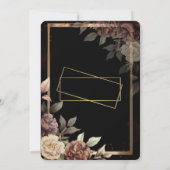 Minimalistische einfache Rose, Goldrahmen-Hochzeit Einladung (Rückseite)