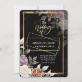 Minimalistische einfache Rose, Goldrahmen-Hochzeit Einladung (Vorderseite)