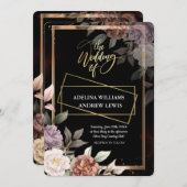 Minimalistische einfache Rose, Goldrahmen-Hochzeit Einladung (Vorne/Hinten)