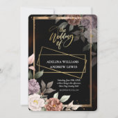 Minimalistische einfache Rose, Goldrahmen-Hochzeit Einladung (Vorderseite)