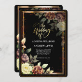 Minimalistische einfache Rose, Goldrahmen-Hochzeit Einladung (Vorne/Hinten)