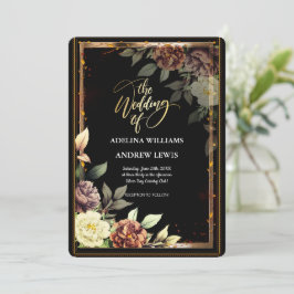 Minimalistische einfache Rose, Goldrahmen-Hochzeit Einladung