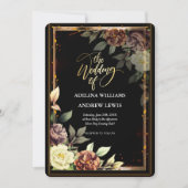 Minimalistische einfache Rose, Goldrahmen-Hochzeit Einladung (Vorderseite)