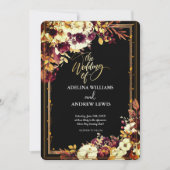 Minimalistische einfache Rote Rose, Goldrahmen-Ein Einladung (Vorderseite)