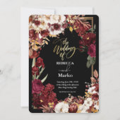 Minimalistische einfache Rote Rose, Goldrahmen-Ein Einladung (Vorderseite)