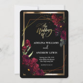 Minimalistische einfache Rote Rose, Goldrahmen-Ein Einladung (Vorderseite)