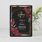 Minimalistische einfache Rote Rose, Goldrahmen-Ein Einladung (Stehend Vorderseite)