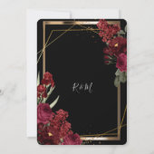 Minimalistische einfache Rote Rose, Goldrahmen-Ein Einladung (Rückseite)