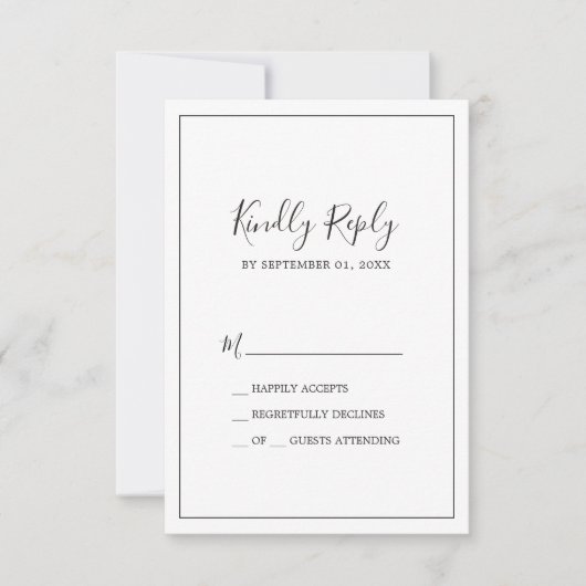 Minimalistische einfache RSVP-Karte RSVP Karte (Vorderseite)
