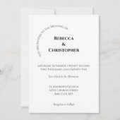 Minimalistische Einfache Schwarz Moderne Hochzeit Einladung (Vorderseite)