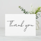 Minimalistische Einfache Schwarz-Weiß-Hochzeit Dankeskarte (Stehend Vorderseite)