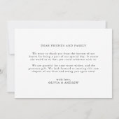 Minimalistische Einfache Schwarz-Weiß-Hochzeit Dankeskarte (Rückseite)