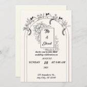 Minimalistische Einfache Schwarz-Weiß-Hochzeit Einladung (Vorne/Hinten)