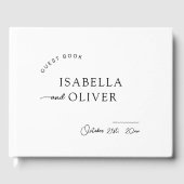 Minimalistische Einfache Schwarz-Weiß-Hochzeit Gästebuch (Vorderseite)