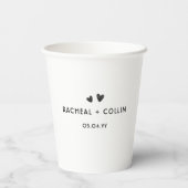 Minimalistische, einfache Schwarz-Weiß-Hochzeit Pappbecher (Rückseite)