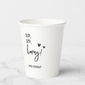 Minimalistische, einfache Schwarz-Weiß-Hochzeit Pappbecher (Vorderseite)