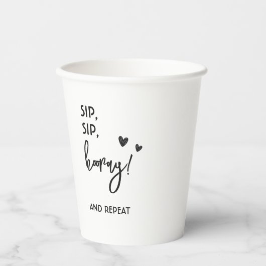 Minimalistische, einfache Schwarz-Weiß-Hochzeit Pappbecher (Vorderseite)