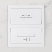 Minimalistische einfache Schwarz-Weiß-Hochzeit Platzkarte (Außenseite Aufgefaltet)