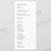 Minimalistische, einfache Schwarz-Weiß-Hochzeit Programm (Rückseite)