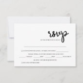 Minimalistische Einfache Schwarz-Weiß-Hochzeit RSVP Karte (Vorderseite)