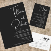 Minimalistische Einfache Schwarz-Weiß-Hochzeit RSVP Karte