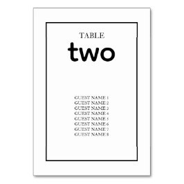 Minimalistische einfache Schwarz-Weiß-Hochzeit Tischnummer