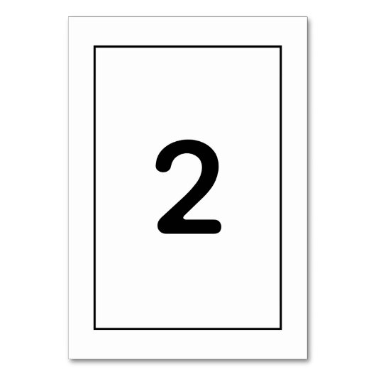 Minimalistische einfache Schwarz-Weiß-Hochzeit Tischnummer (Rückseite)