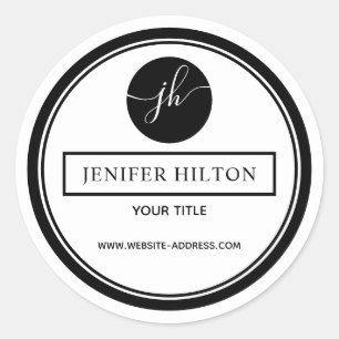 Minimalistische, einfache Schwarz-weiße Kreise-Mon Runder Aufkleber