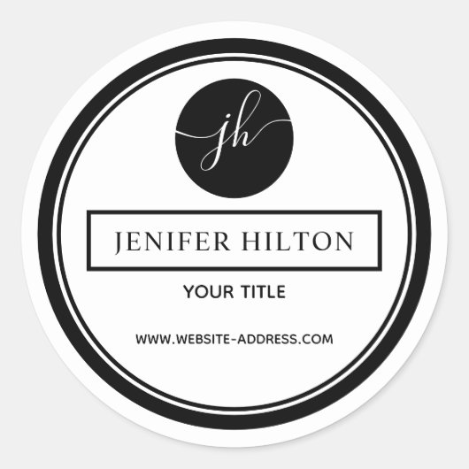 Minimalistische, einfache Schwarz-weiße Kreise-Mon Runder Aufkleber (Vorderseite)