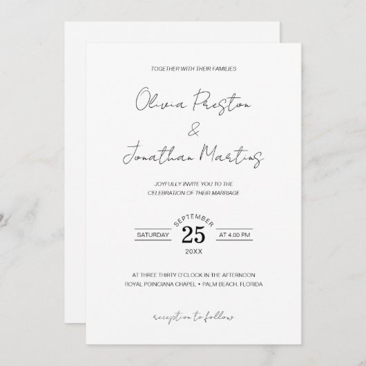 Minimalistische einfache Schwarz-weiße QR Code UAW Einladung (Vorne/Hinten)