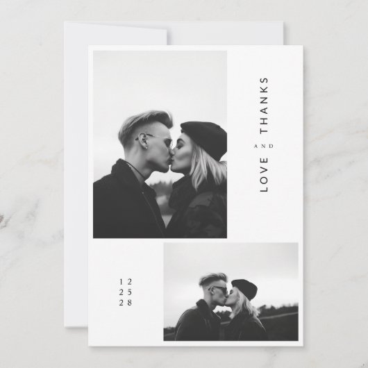 Minimalistische Einfache Schwarze Typografie Foto Dankeskarte (Vorderseite)