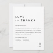 Minimalistische Einfache Schwarze Typografie Foto Dankeskarte (Rückseite)