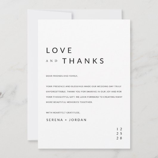 Minimalistische Einfache Schwarze Typografie Foto Dankeskarte (Rückseite)