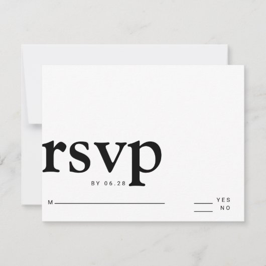 Minimalistische einfache schwarzweiße, fette Buchs RSVP Karte (Vorderseite)