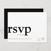 Minimalistische einfache schwarzweiße, fette Buchs RSVP Karte (Vorne/Hinten)