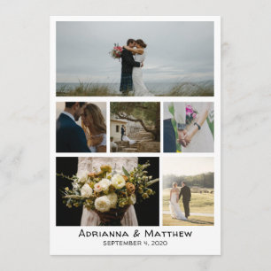 Minimalistische einfache sechs Foto-Hochzeit Dankeskarte