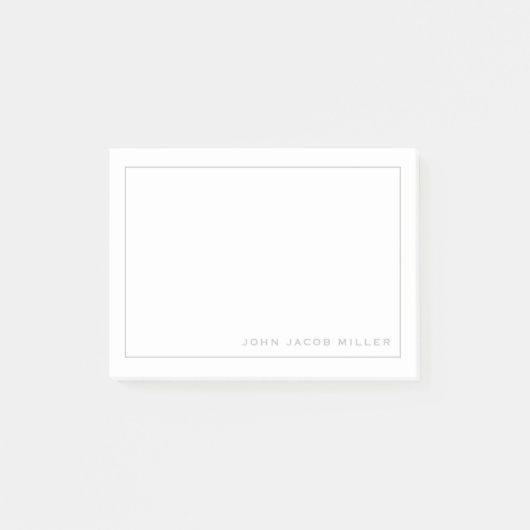 Minimalistische, einfache Silver Square Grenze Post-it Klebezettel (Vorderseite)