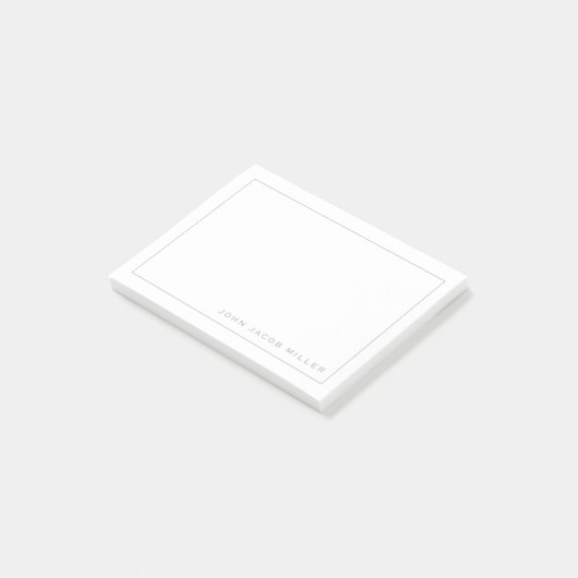 Minimalistische, einfache Silver Square Grenze Post-it Klebezettel (angewinkelt)