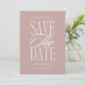 Minimalistische einfache Skript-Rosé-Hochzeit Save The Date (Stehend Vorderseite)