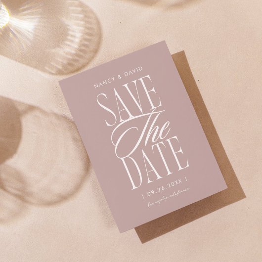 Minimalistische einfache Skript-Rosé-Hochzeit Save The Date