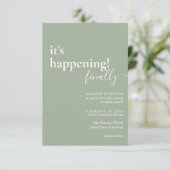 Minimalistische Einfache Stufe Grüne Foto Hochzeit Einladung (Stehend Vorderseite)