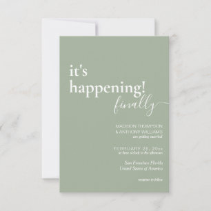 Minimalistische Einfache Stufe Grüne Foto Hochzeit Einladung