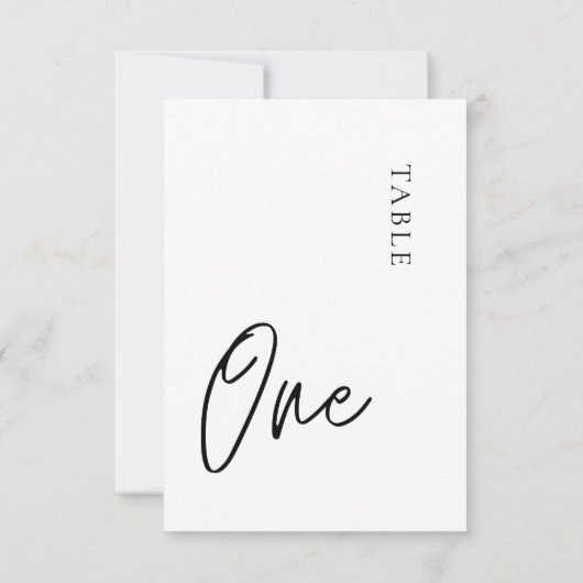 Minimalistische einfache Table One-Tischnummer Einladung (Rückseite)